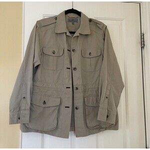 TravelSmith Women’s Safari Jacket Size M Khaki Beige Bush Poplin Hiking Travel